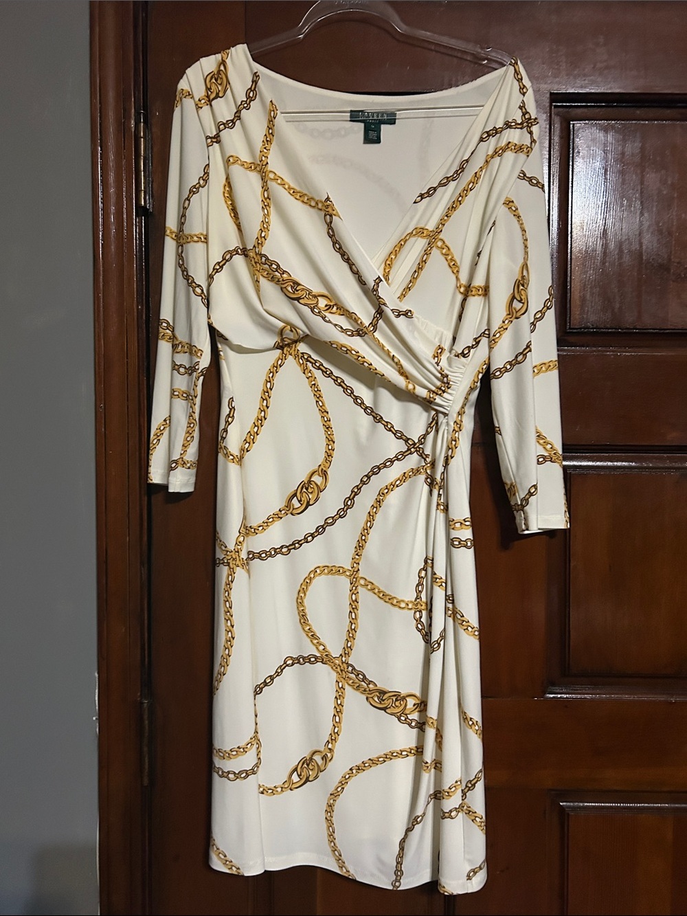 Ralph Lauren Cream Dress with Gold Chain Print